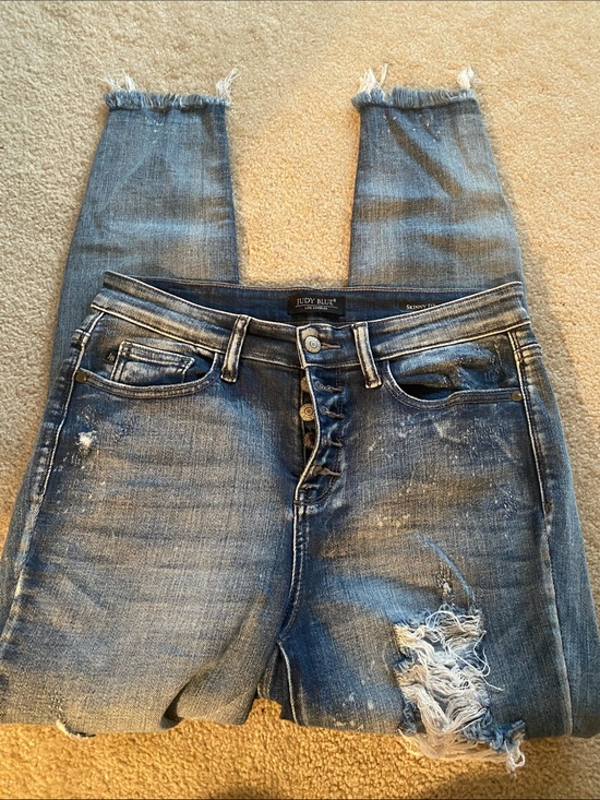 Judy Blue Denim - Judy blue size 7/28 distressed skinny fit jeans button fly